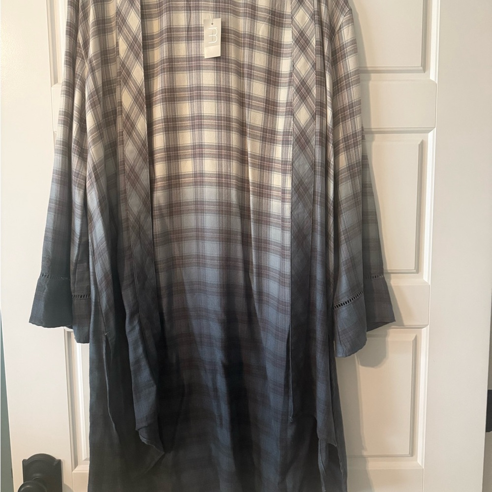 Plaid Ombre Open Cardigan